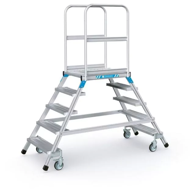 Verrijdbare platformtrap Zarges aluminium dubbel 2x5 treden 1200 mm