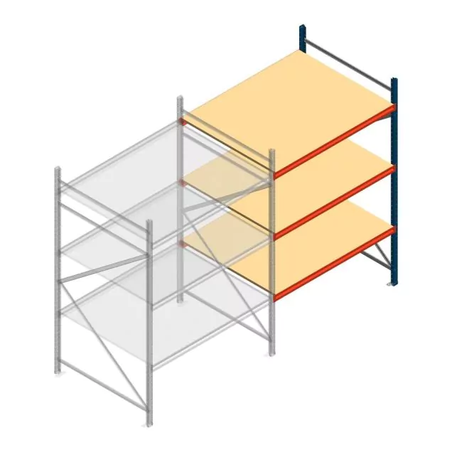 Grootvakstelling AR 2000x1610x1200 mm (hxbxd) 3 niveaus blauw aanbouwsectie