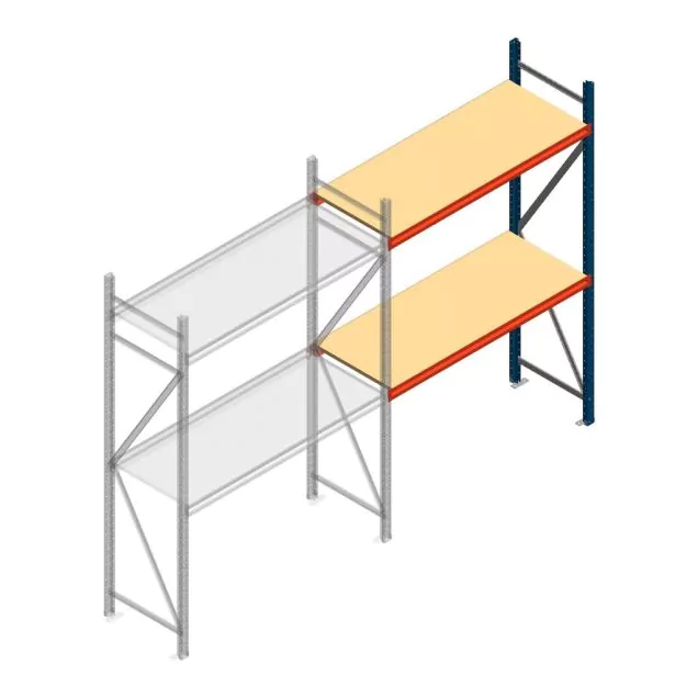 Grootvakstelling AR 2000x1610x600 mm (hxbxd) 2 niveaus blauw aanbouwsectie met voorgemonteerde frames