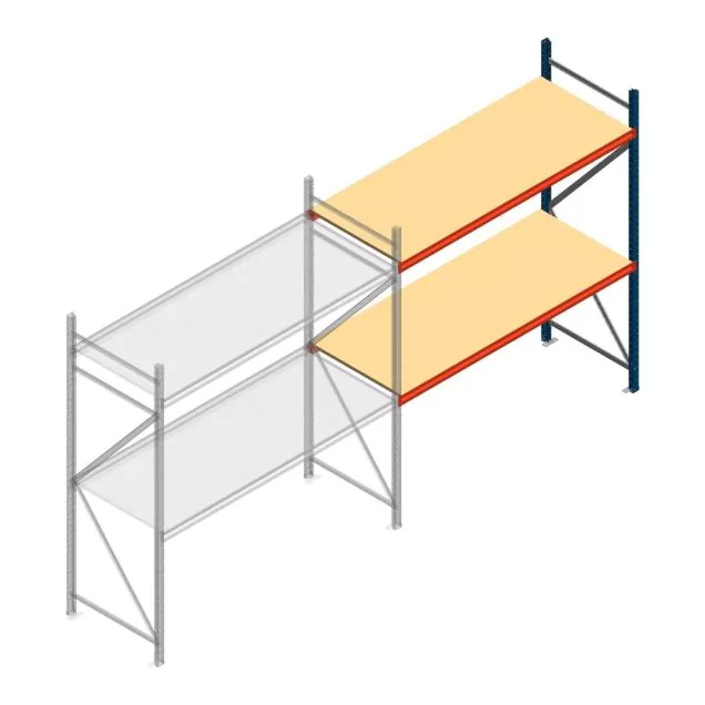 Grootvakstelling AR 2000x1850x800 mm (hxbxd) 2 niveaus blauw aanbouwsectie