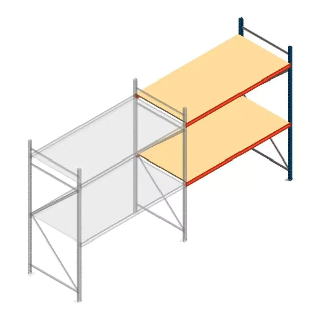 Grootvakstelling AR 2000x2010x1000 mm (hxbxd) 2 niveaus blauw aanbouwsectie