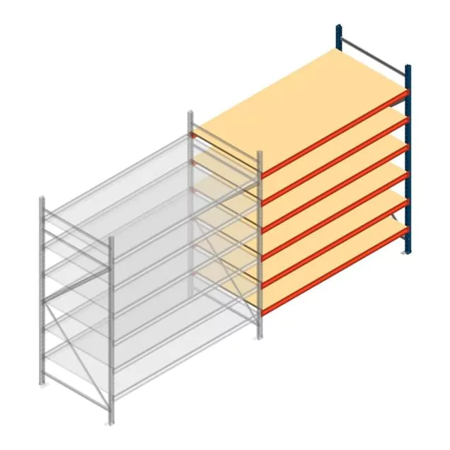 Grootvakstelling AR 2000x2010x1000 mm (hxbxd) 6 niveaus blauw aanbouwsectie