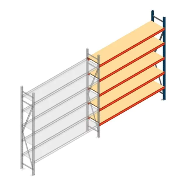 Grootvakstelling AR 2000x2010x400 mm (hxbxd) 5 niveaus blauw aanbouwsectie