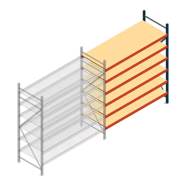 Grootvakstelling AR 2000x2010x800 mm (hxbxd) 6 niveaus blauw aanbouwsectie