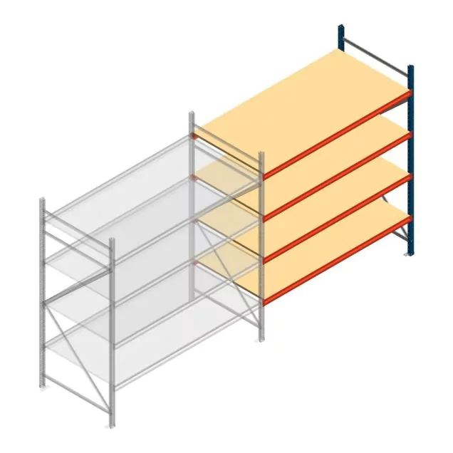 Grootvakstelling AR 2000x2250x1000 mm (hxbxd) 4 niveaus blauw aanbouwsectie