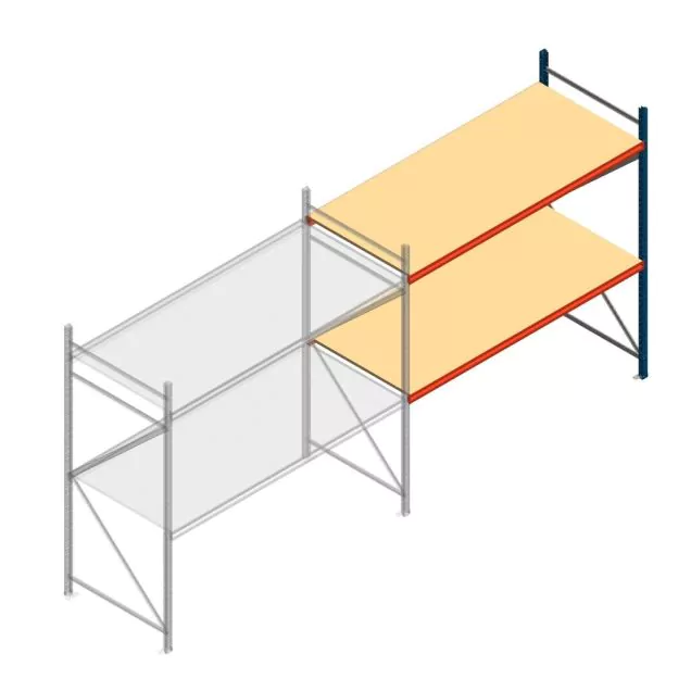 Grootvakstelling AR 2000x2700x1000 mm (hxbxd) 2 niveaus blauw aanbouwsectie