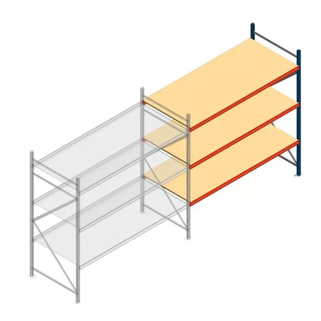 Grootvakstelling AR 2000x2700x1000 mm (hxbxd) 3 niveaus blauw aanbouwsectie