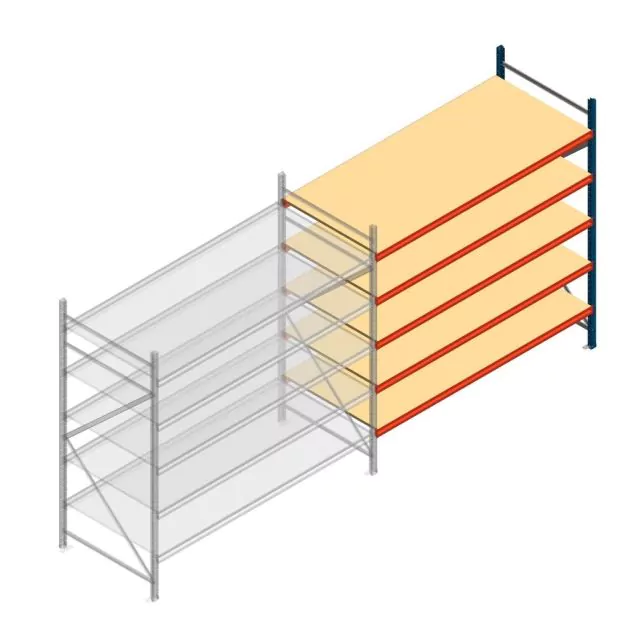 Grootvakstelling AR 2000x2700x1000 mm (hxbxd) 5 niveaus blauw aanbouwsectie