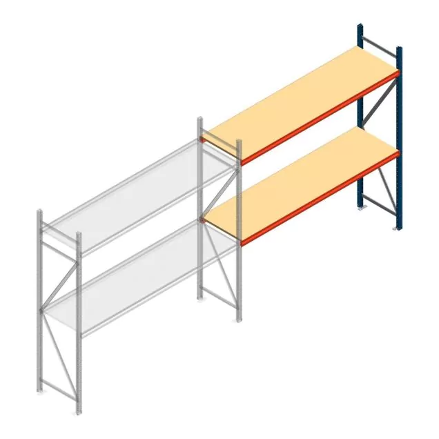 Grootvakstelling AR 2000x2700x600 mm (hxbxd) 2 niveaus blauw aanbouwsectie