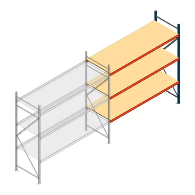 Grootvakstelling AR 2000x2700x800 mm (hxbxd) 3 niveaus blauw aanbouwsectie