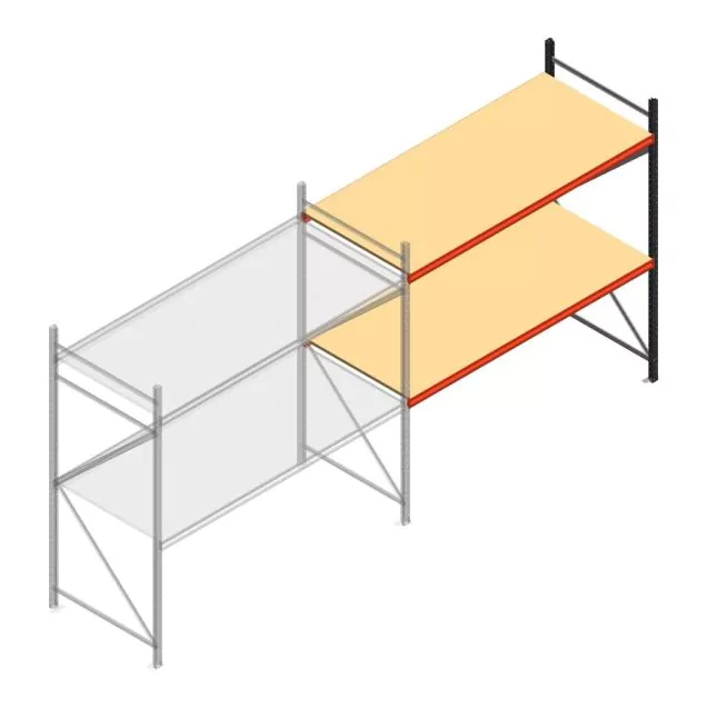 Grootvakstelling AR 2000x2700x900 mm (hxbxd) 2 niveaus antraciet aanbouwsectie met voorgemonteerde frames