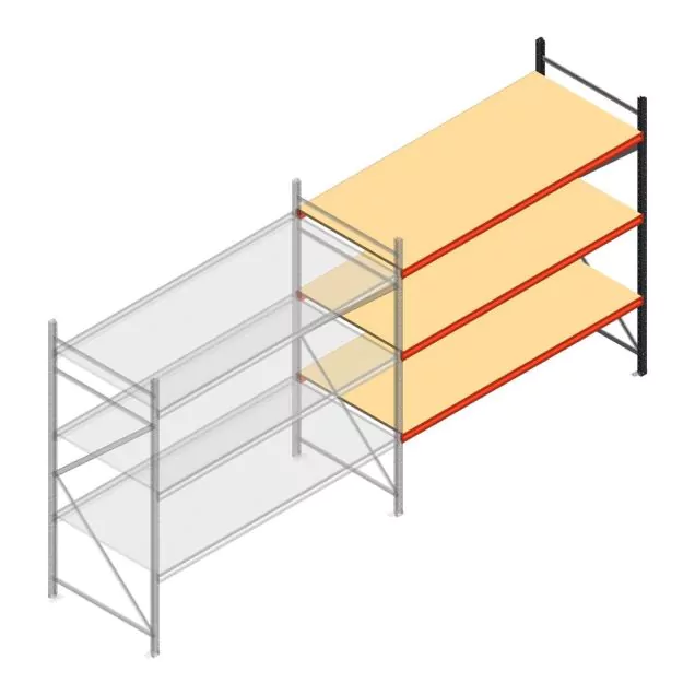 Grootvakstelling AR 2000x2700x900 mm (hxbxd) 3 niveaus verzinkt aanbouwsectie