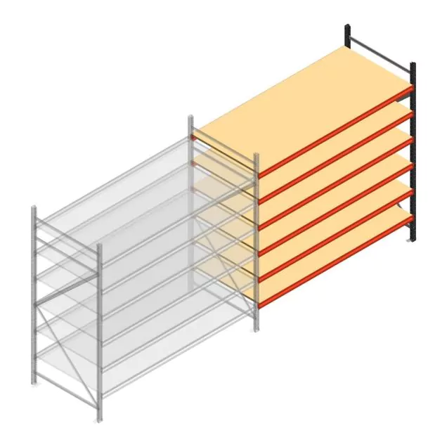 Grootvakstelling AR 2000x2700x900 mm (hxbxd) 6 niveaus verzinkt aanbouwsectie