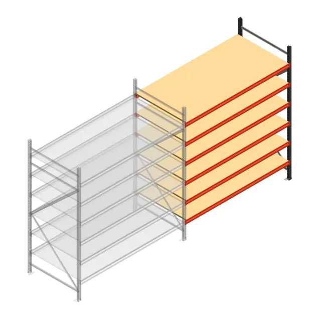 Grootvakstelling AR 2250x1850x900 mm (hxbxd) 6 niveaus antraciet aanbouwsectie met voorgemonteerde frames