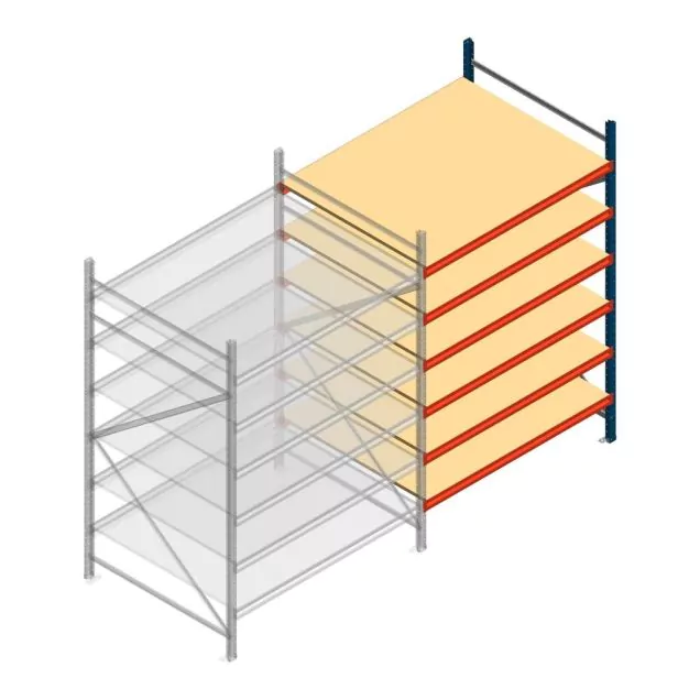 Grootvakstelling AR 2500x1610x1200 mm (hxbxd) 6 niveaus blauw aanbouwsectie