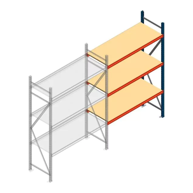 Grootvakstelling AR 2500x1610x600 mm (hxbxd) 3 niveaus blauw aanbouwsectie