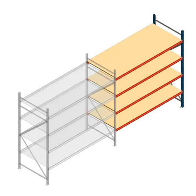 Grootvakstelling AR 2500x2700x1000 mm (hxbxd) 4 niveaus blauw aanbouwsectie