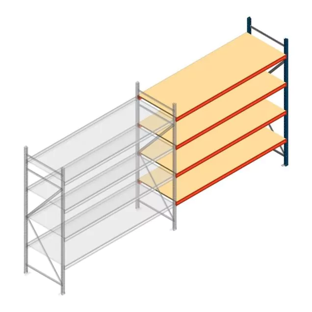 Grootvakstelling AR 2500x2700x800 mm (hxbxd) 4 niveaus blauw aanbouwsectie