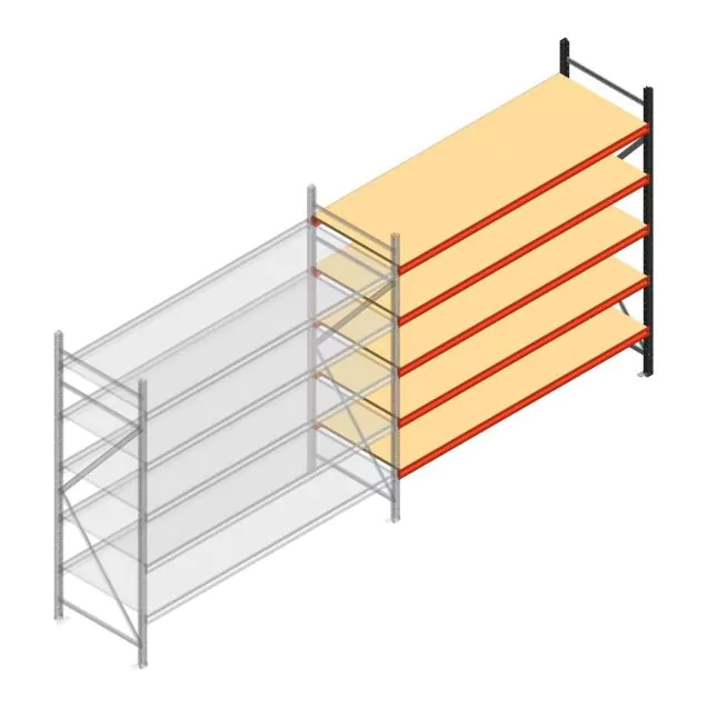 Grootvakstelling AR 2500x2700x800 mm (hxbxd) 5 niveaus antraciet aanbouwsectie