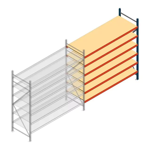 Grootvakstelling AR 2500x2700x800 mm (hxbxd) 6 niveaus blauw aanbouwsectie