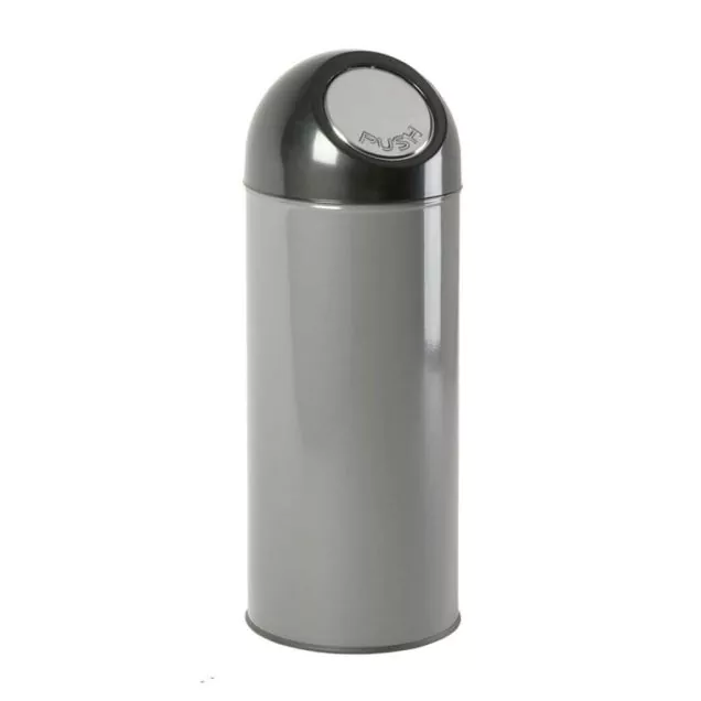 Afvalbak met pushdeksel en binnenemmer 55 liter metallic-zwart 