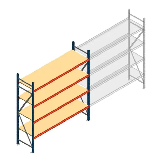 Grootvakstelling AR 2250x2010x600 mm (hxbxd) 4 niveaus blauw beginsectie