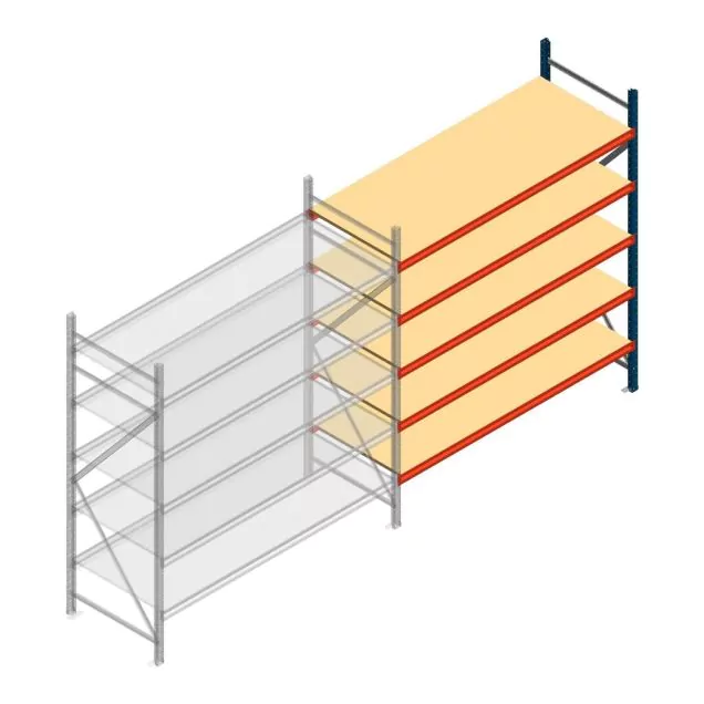 Grootvakstelling AR 2250x2250x800 mm (hxbxd) 5 niveaus blauw aanbouwsectie met voorgemonteerde frames