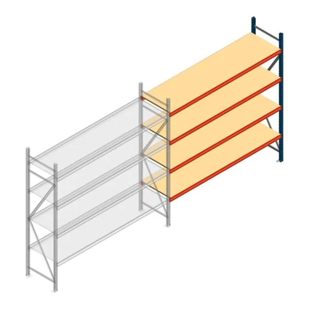 Grootvakstelling AR 2250x2700x600 mm (hxbxd) 4 niveaus blauw aanbouwsectie