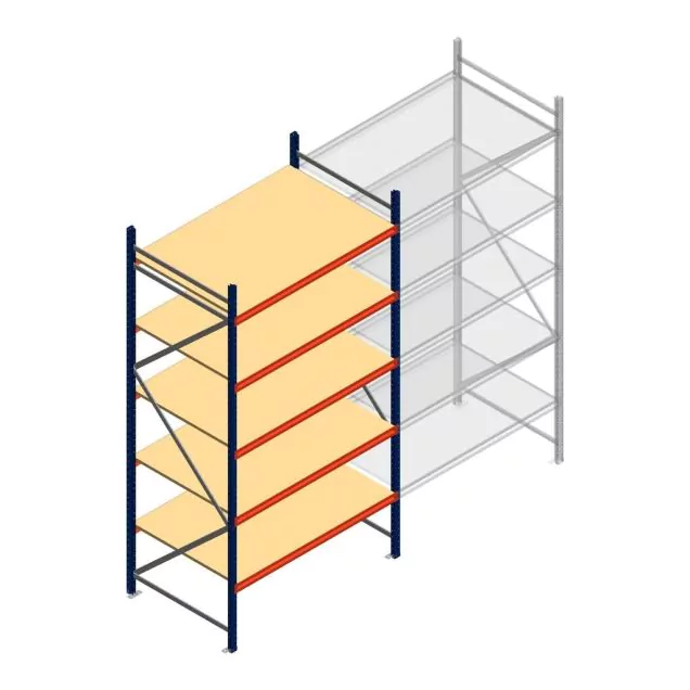 Grootvakstelling AR 3000x1610x1000 mm (hxbxd) 5 niveaus blauw beginsectie met voorgemonteerde frames
