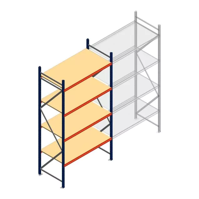 Grootvakstelling AR 3000x1610x800 mm (hxbxd) 4 niveaus blauw beginsectie