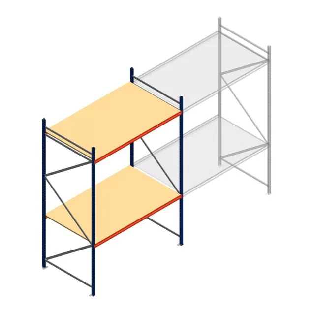Grootvakstelling AR 3000x1850x1200 mm (hxbxd) 2 niveaus blauw beginsectie met voorgemonteerde frames