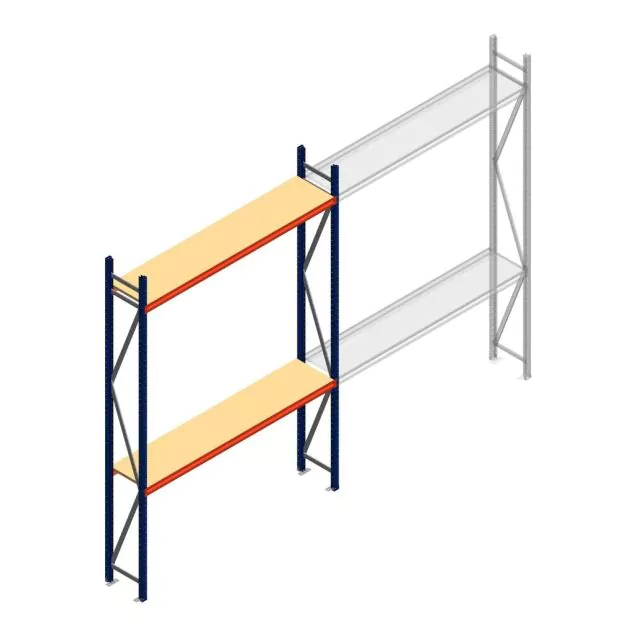Grootvakstelling AR 3000x1850x400 mm (hxbxd) 2 niveaus blauw beginsectie