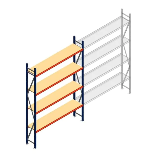 Grootvakstelling AR 3000x2010x400 mm (hxbxd) 4 niveaus blauw beginsectie