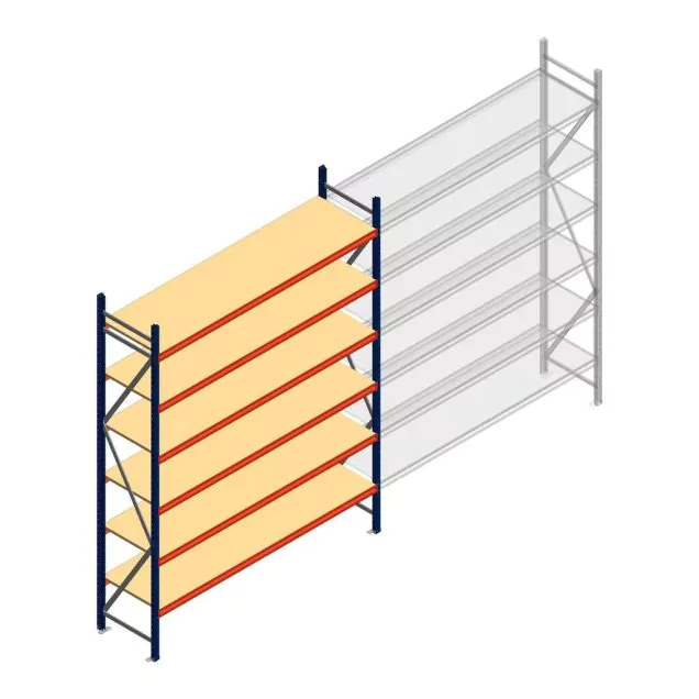 Grootvakstelling AR 3000x2700x600 mm (hxbxd) 6 niveaus blauw beginsectie