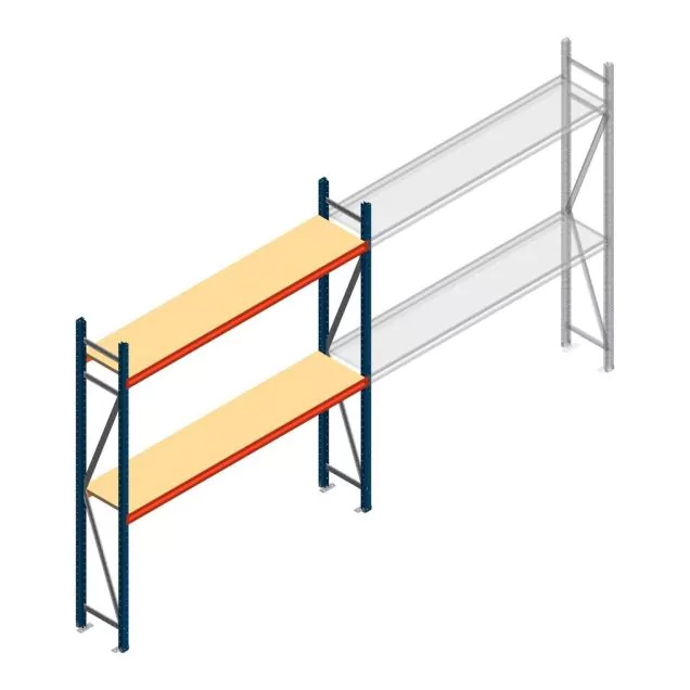 Grootvakstelling AR 2000x1850x400 mm (hxbxd) 2 niveaus blauw beginsectie