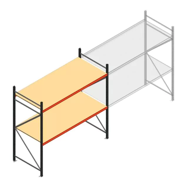 Grootvakstelling AR 2000x2700x900 mm (hxbxd) 2 niveaus antraciet beginsectie met voorgemonteerde frames