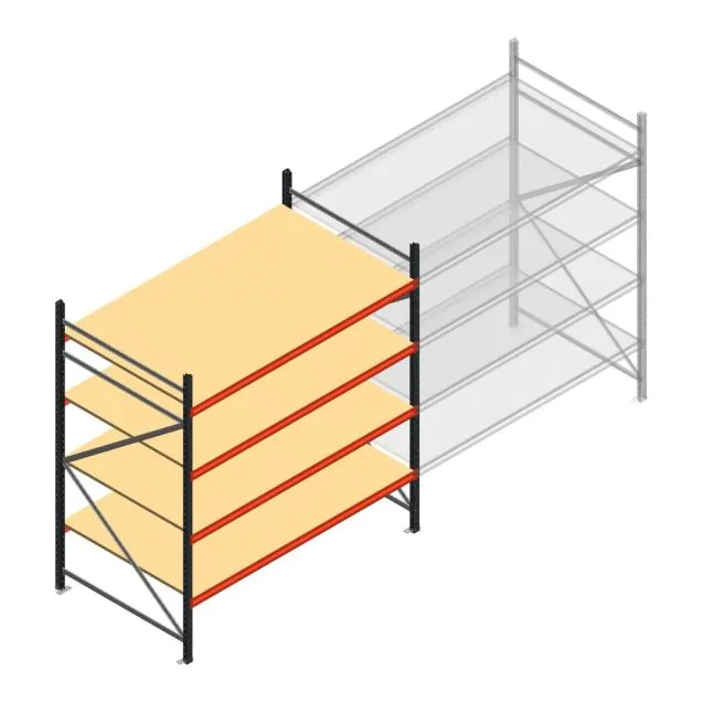 Grootvakstelling AR 2250x1850x1200 mm (hxbxd) 4 niveaus antraciet beginsectie met voorgemonteerde frames