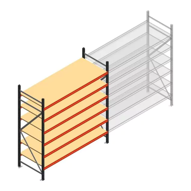 Grootvakstelling AR 2250x2010x800 mm (hxbxd) 6 niveaus antraciet beginsectie met voorgemonteerde frames