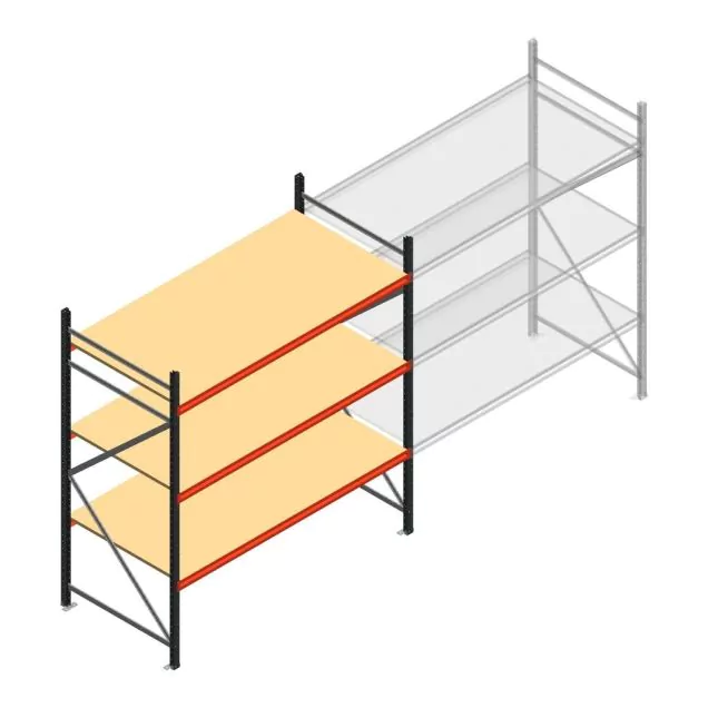 Grootvakstelling AR 2250x2010x900 mm (hxbxd) 3 niveaus antraciet beginsectie met voorgemonteerde frames