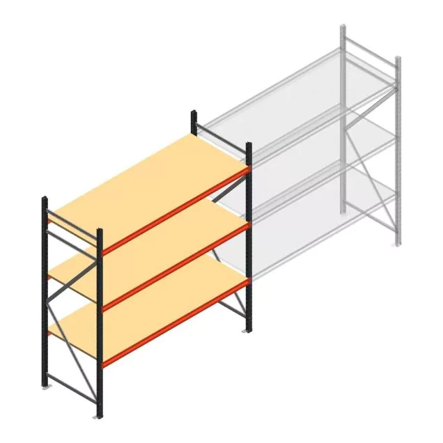 Grootvakstelling AR 2250x2250x800 mm (hxbxd) 3 niveaus antraciet beginsectie met voorgemonteerde frames