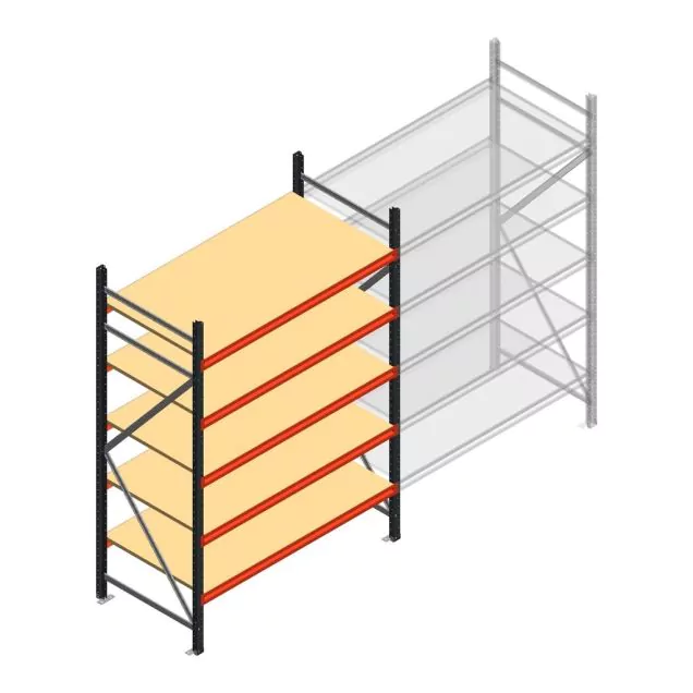 Grootvakstelling AR 2500x1610x800 mm (hxbxd) 5 niveaus antraciet beginsectie met voorgemonteerde frames