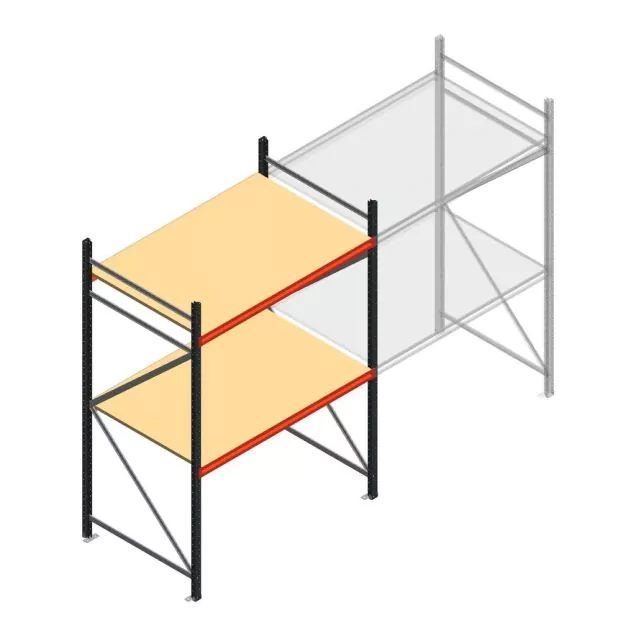 Grootvakstelling AR 2500x1610x900 mm (hxbxd) 2 niveaus antraciet beginsectie met voorgemonteerde frames