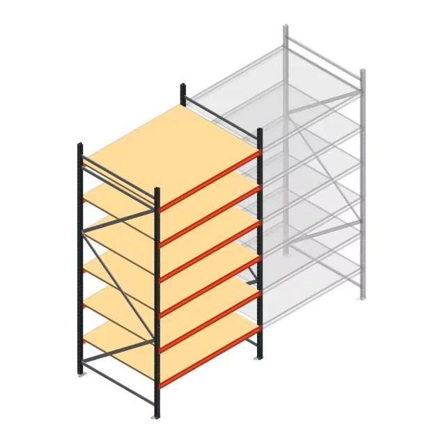 Grootvakstelling AR 3000x1610x1200 mm (hxbxd) 6 niveaus verzinkt beginsectie met voorgemonteerde frames