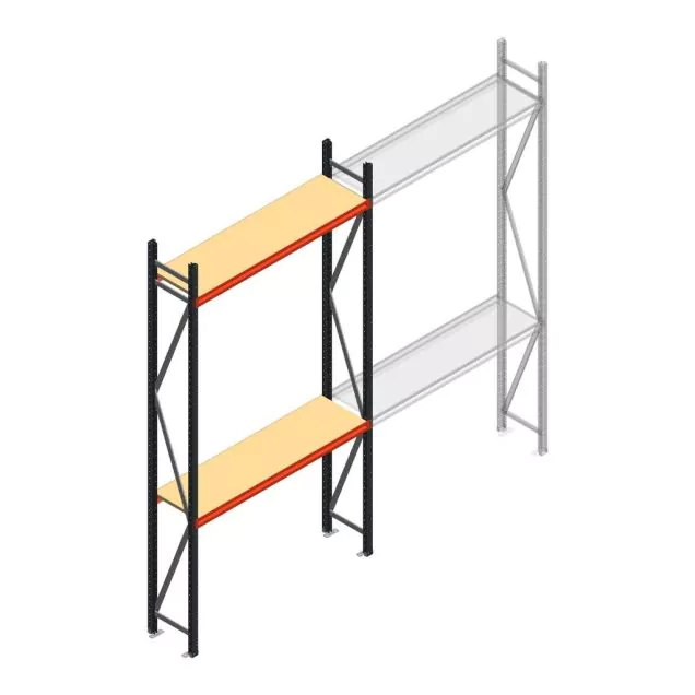 Grootvakstelling AR 3000x1610x400 mm (hxbxd) 2 niveaus verzinkt beginsectie met voorgemonteerde frames