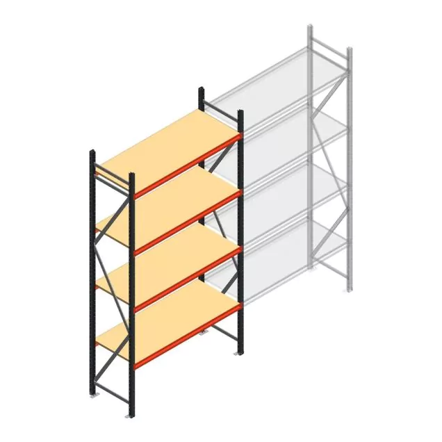 Grootvakstelling AR 3000x1610x600 mm (hxbxd) 4 niveaus verzinkt beginsectie met voorgemonteerde frames
