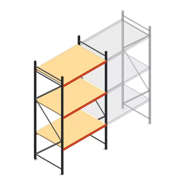 Grootvakstelling AR 3000x1610x900 mm (hxbxd) 3 niveaus verzinkt beginsectie met voorgemonteerde frames