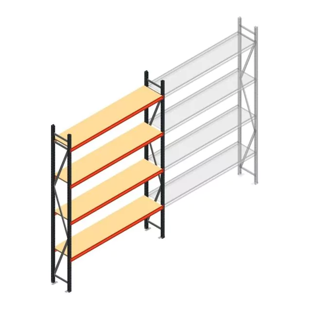 Grootvakstelling AR 3000x2010x400 mm (hxbxd) 4 niveaus antraciet beginsectie