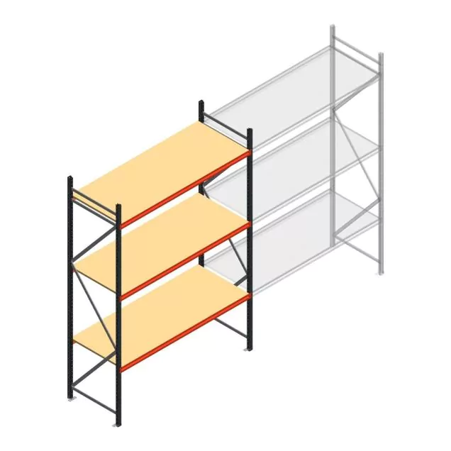 Grootvakstelling AR 3000x2250x800 mm (hxbxd) 3 niveaus antraciet beginsectie met voorgemonteerde frames