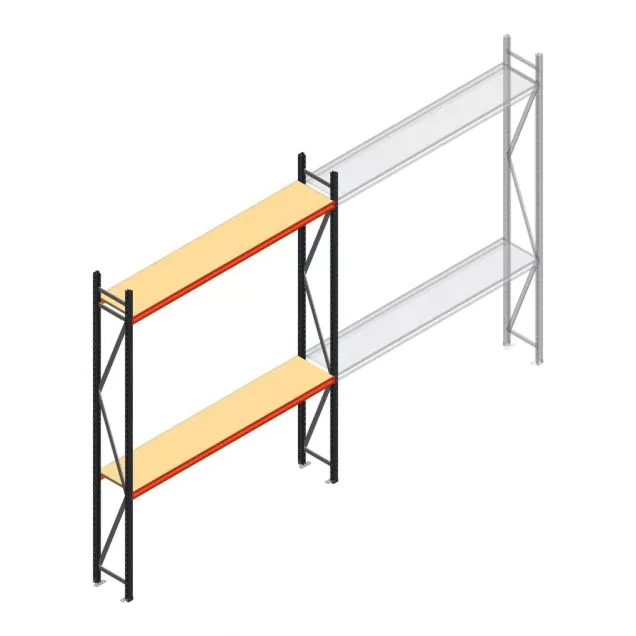 Grootvakstelling AR 3000x2700x400 mm (hxbxd) 2 niveaus verzinkt beginsectie met voorgemonteerde frames