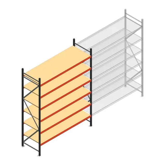 Grootvakstelling AR 3000x2700x800 mm (hxbxd) 6 niveaus verzinkt beginsectie